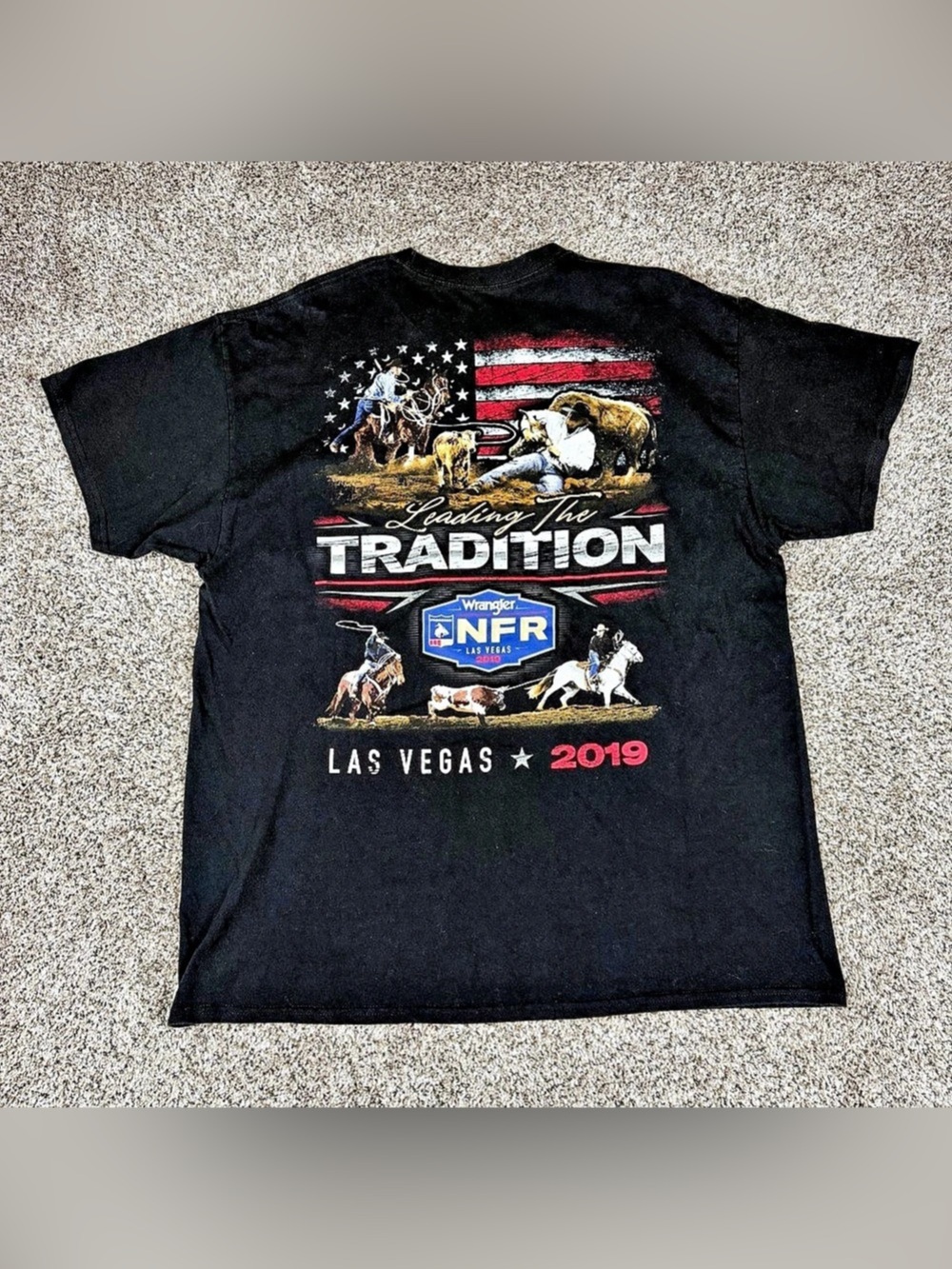 Sz XL Men’s Pro Rodeo Wrangler NFR Rodeo Short Sleeve Shirt Black 2019 Las Vegas